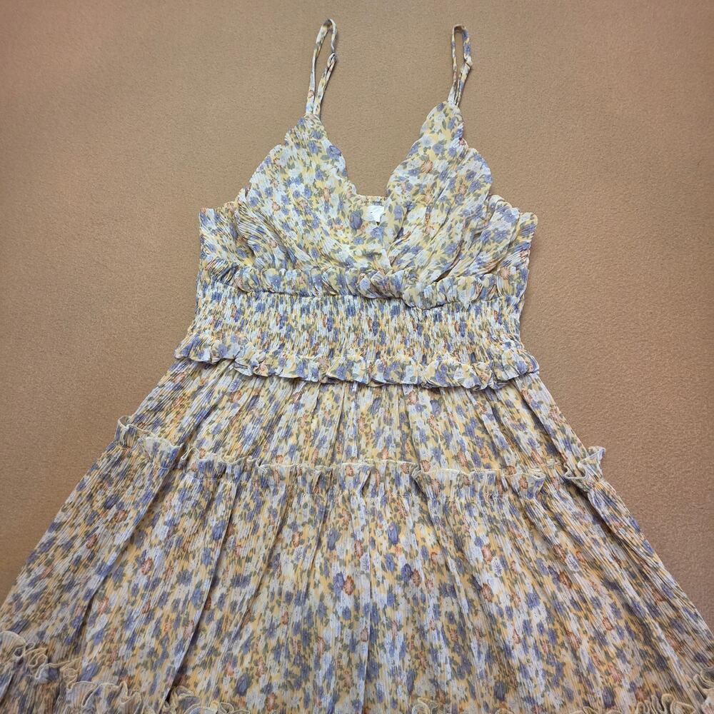 Mable Brooke Floral Print Mini Dress Sz Small Smocked Tiered Ruffled Sundress